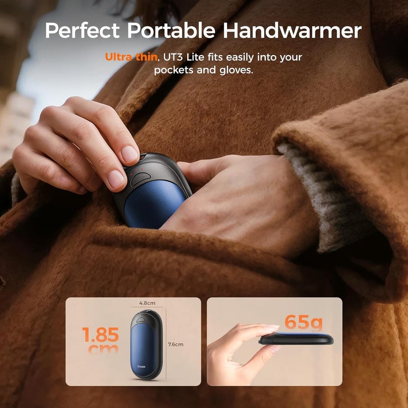OCOOPA Magnetic Hand Warmers Rechargeable 2 Pack, Electric Handwarmers, Smart Heating UL Certified, 3-Settings,Portable Heater, Ultra Slim Pocket, Hunting Essentials, Gifts for Christmas Men, UT3 Lite - Image 4